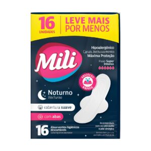 Toalla Femenina Higiénica Absorbente Mili Nocturno 16 Unides