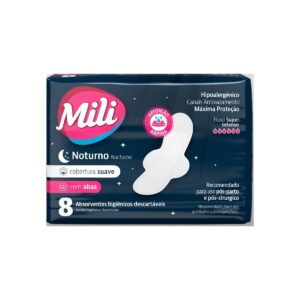 Toalla Femenina Higiénica Absorbente Mili Nocturno 8 Unides