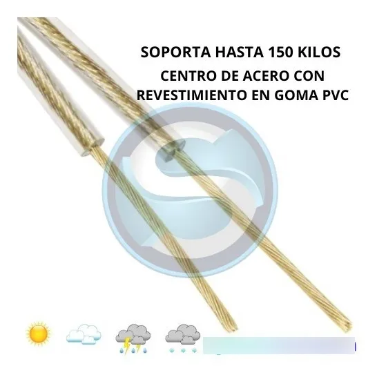 Cuerda para Ropa 20 m Acero con Revestimiento PVC - 73-1985 - Imagen 3