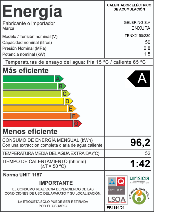 TERMOTANQUE ENXUTA 50 LITROS - Imagen 2