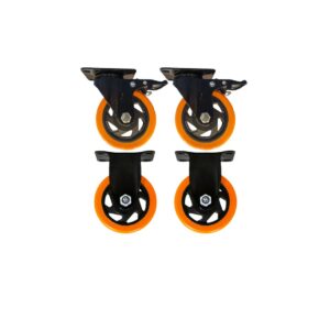 RUEDA 100MM 2 GIRATORIAS CON FRENO Y 2 FIJAS CON RULEMAN