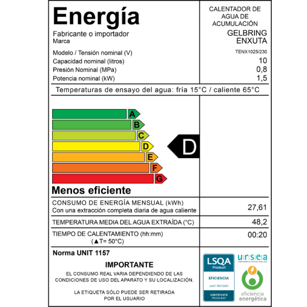 TERMOTANQUE ENXUTA 10 LITROS - Imagen 3