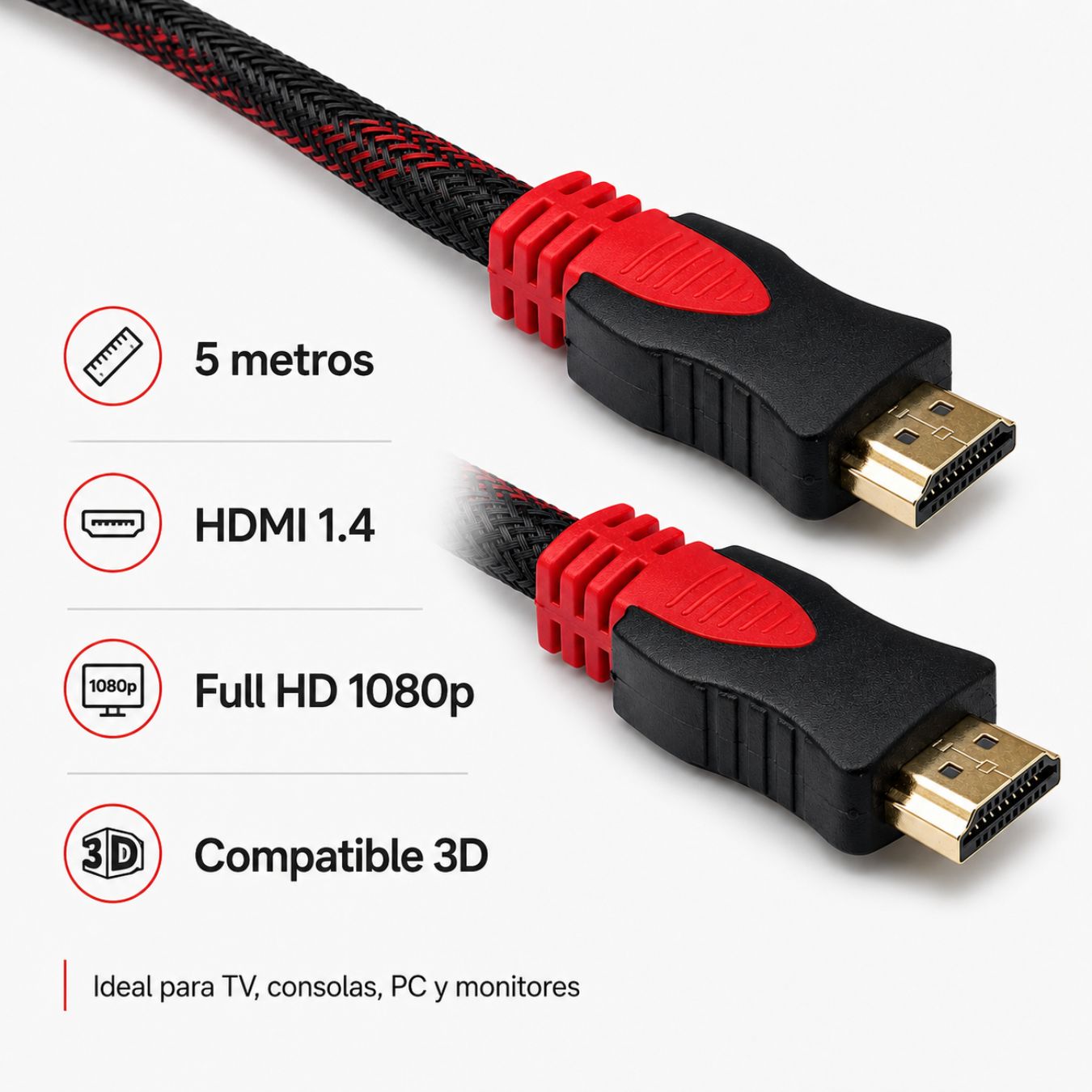 Cable HDMI 5 Metros Versión 1.4 Full HD 1080p 3D - Imagen 2