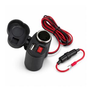 Cargador para Manillar de Moto 12V + Puerto USB con Interruptor