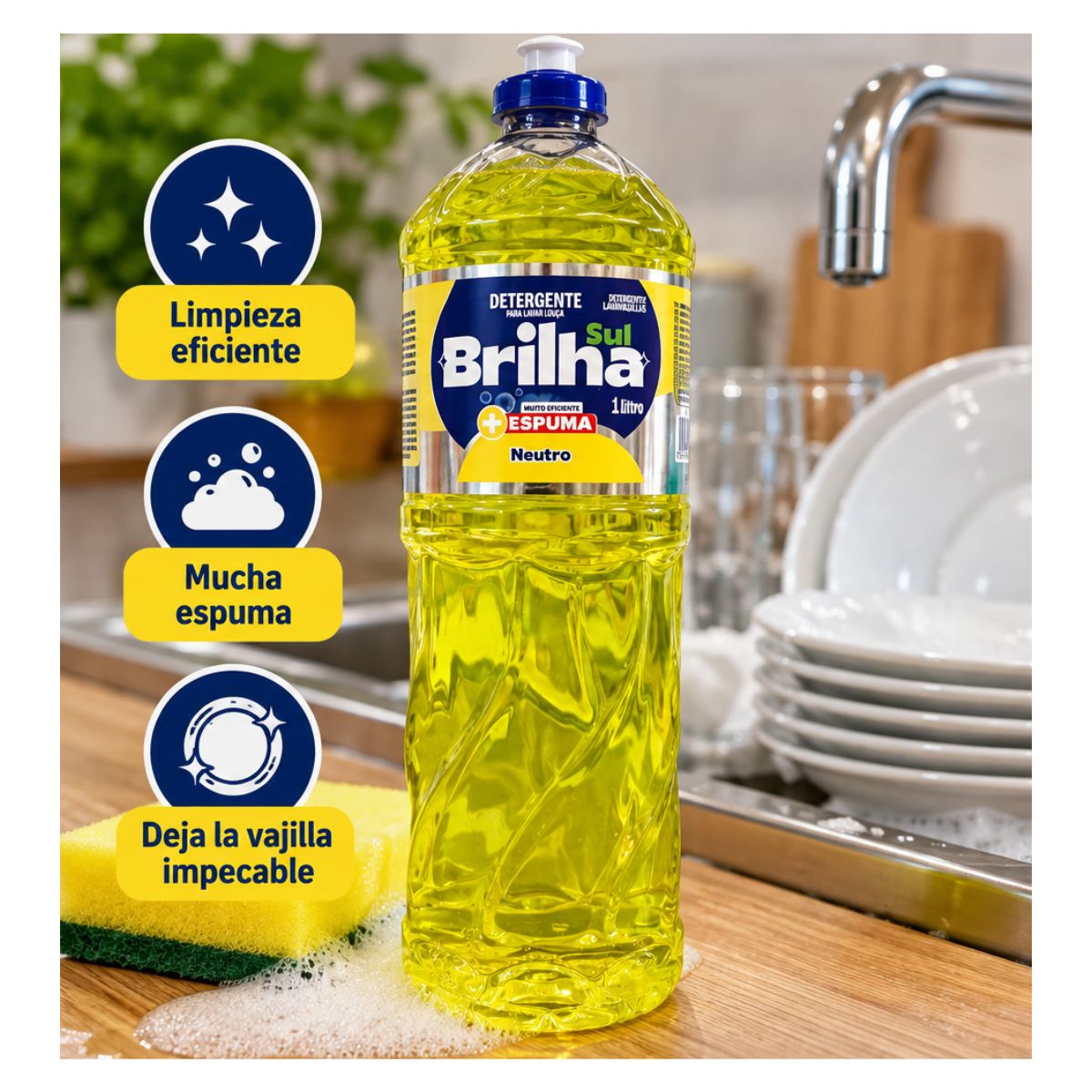 Detergente Brilha Sul neutro 1 litro detalle