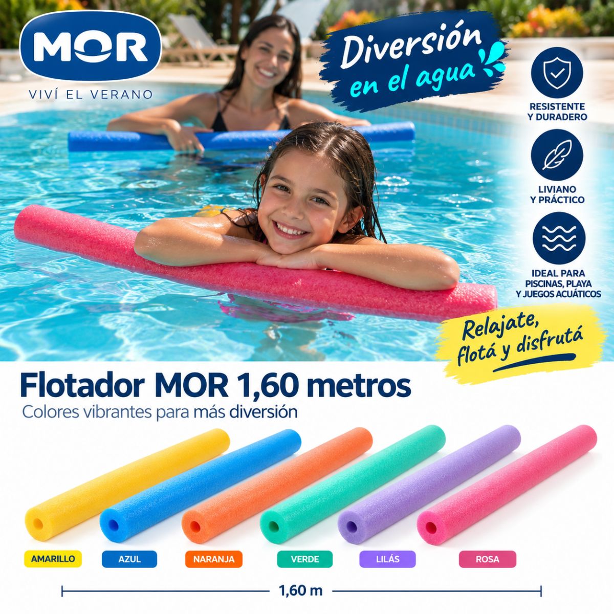 Flotador Mor 1,60 m x 6 cm Pancho Colores