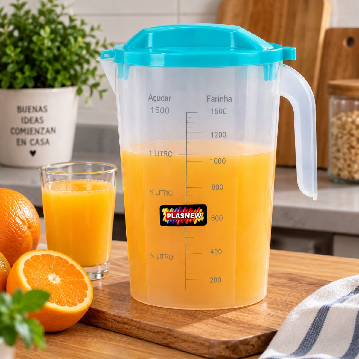 Jarra Medidora Oval con Tapa Plasnew 1,8 L – Ref. 381 - Imagen 6