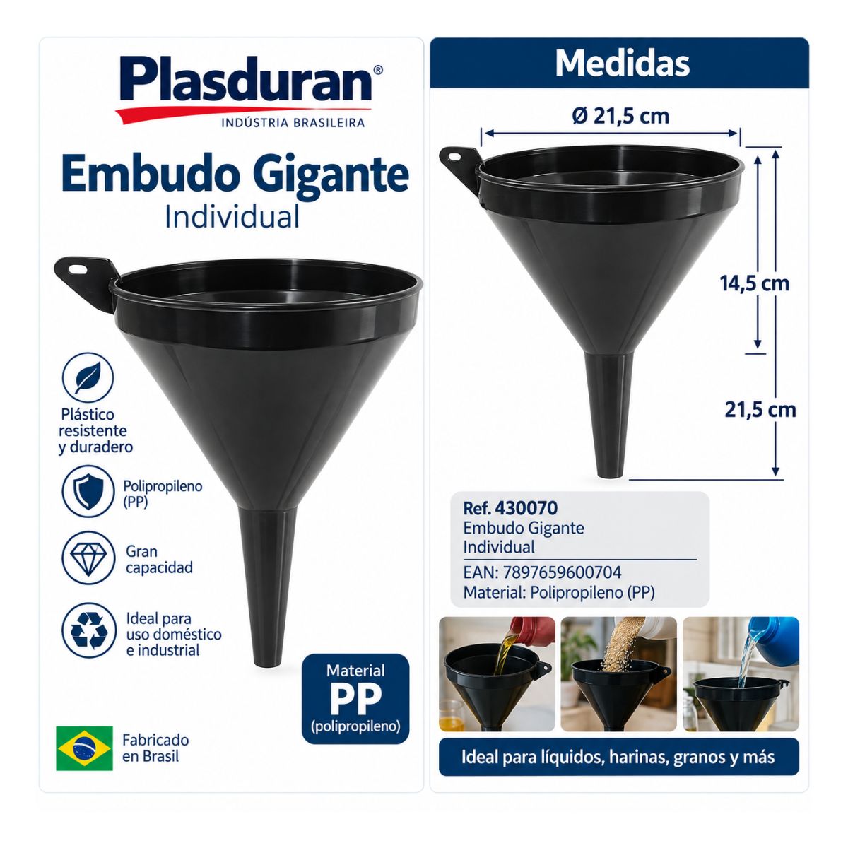 Embudo gigante Plasduran 21,5 x 14,5 cm detalle