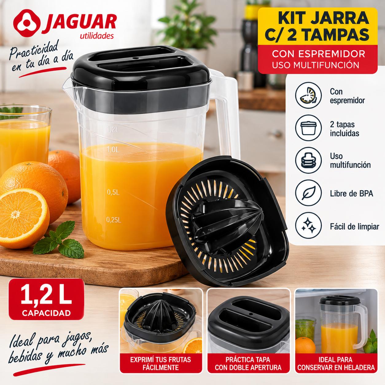 Kit Jarra Jaguar 1,2 L con Tapa y Exprimidor - Imagen 2