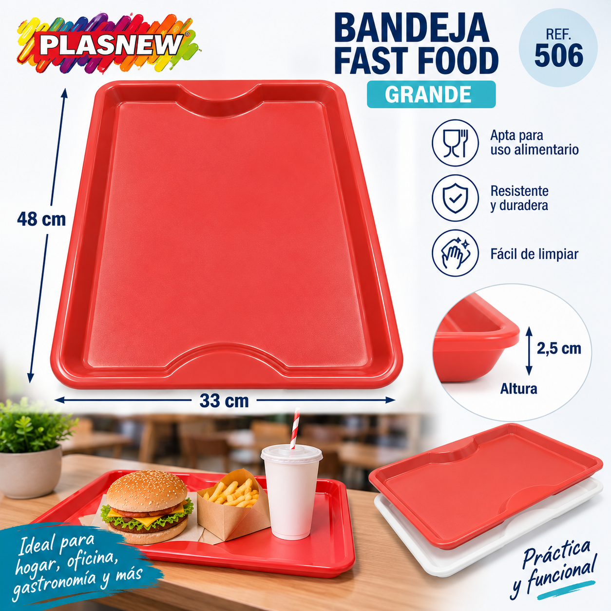 Bandeja Fast Food Grande Plasnew Ref. 506 - Imagen 3