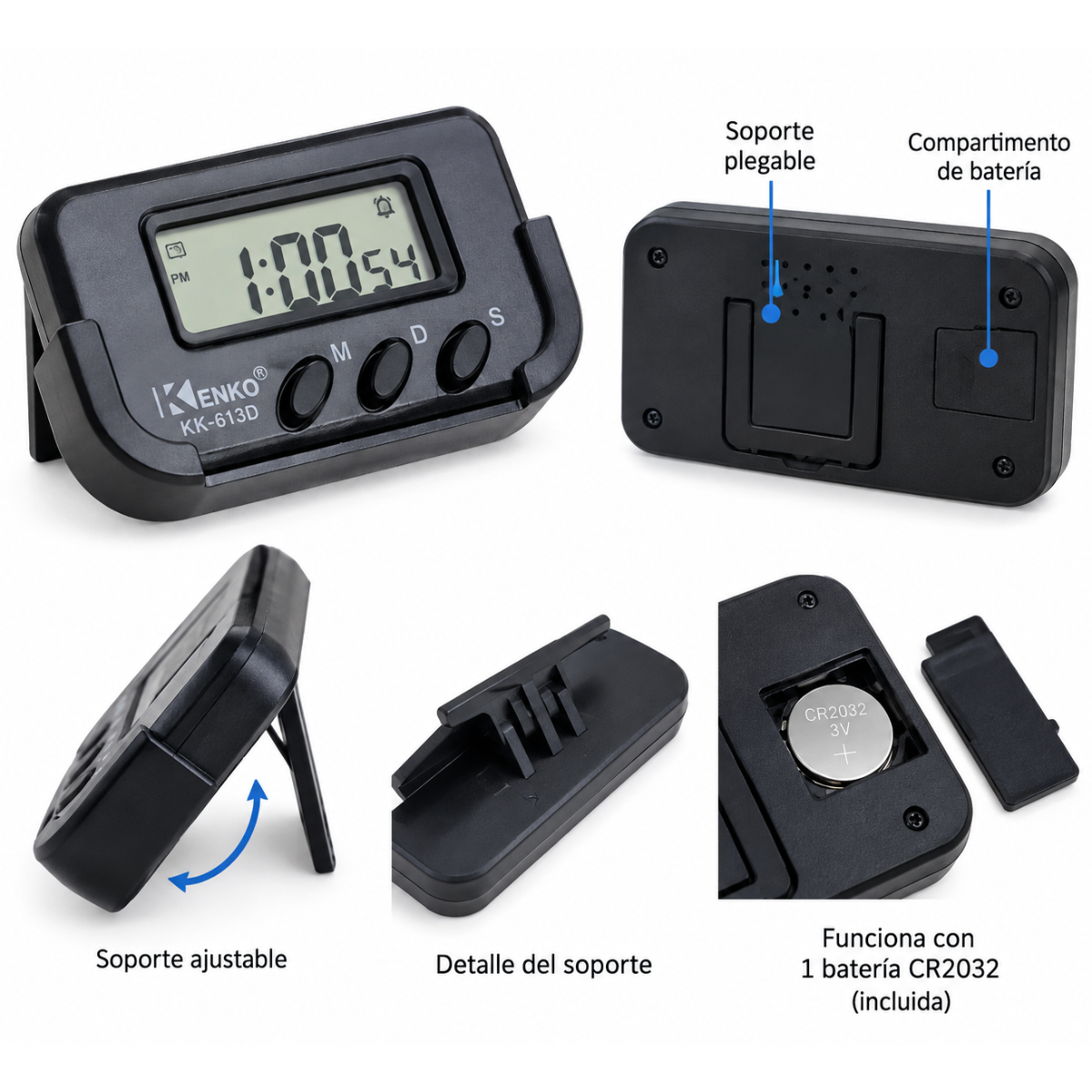 RELOJ DIGITAL MULTIFUNCIÓN CON SOPORTE - Imagen 2