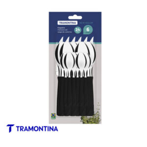 Juego de cubiertos Tramontina New Kolor negro de 24 piezas con mangos de polipropileno