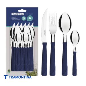 Juego de cubiertos Tramontina New Kolor azul de 24 piezas con mangos de polipropileno