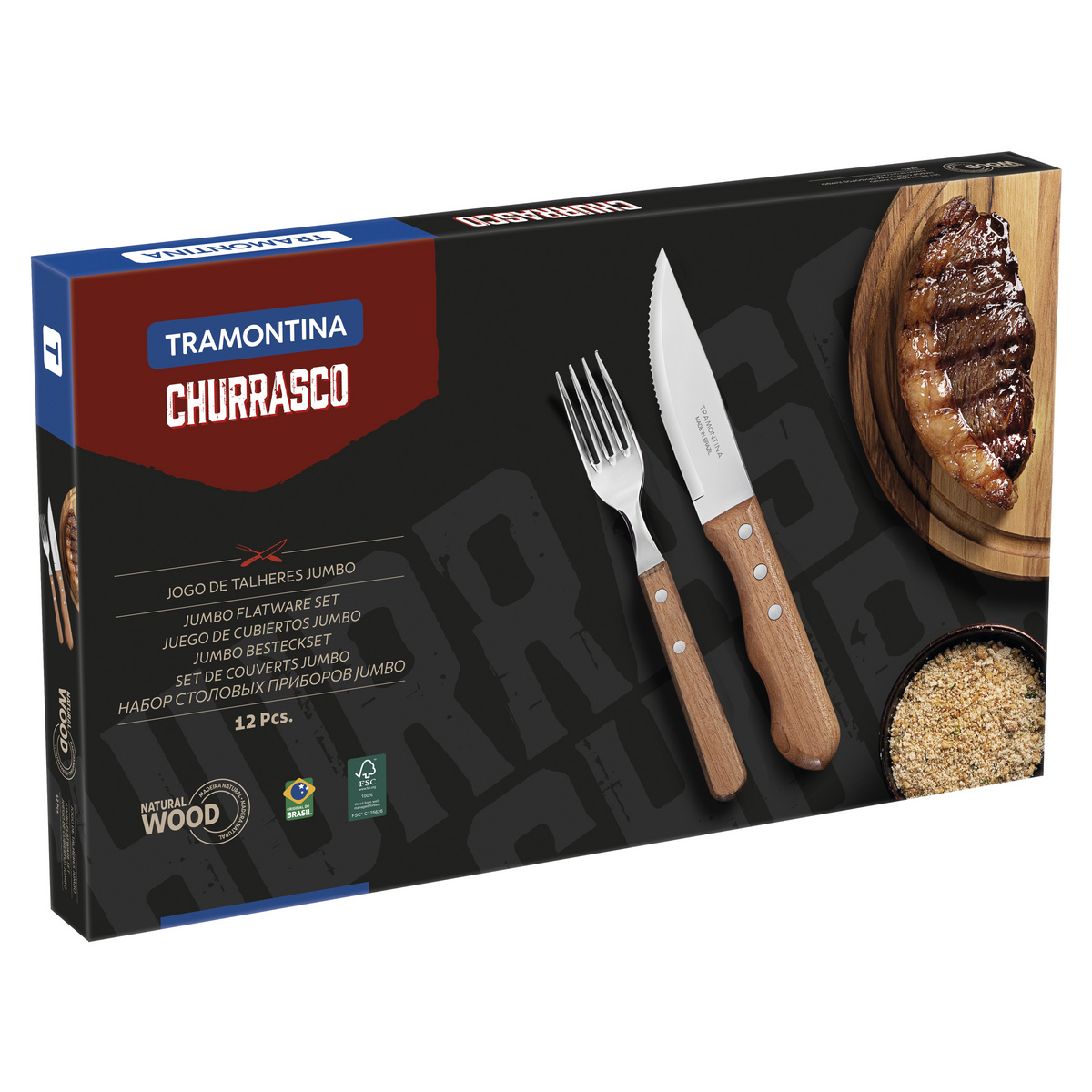 Juego para churrasco Tramontina Dynamic 12 piezas con mangos de madera - Imagen 3