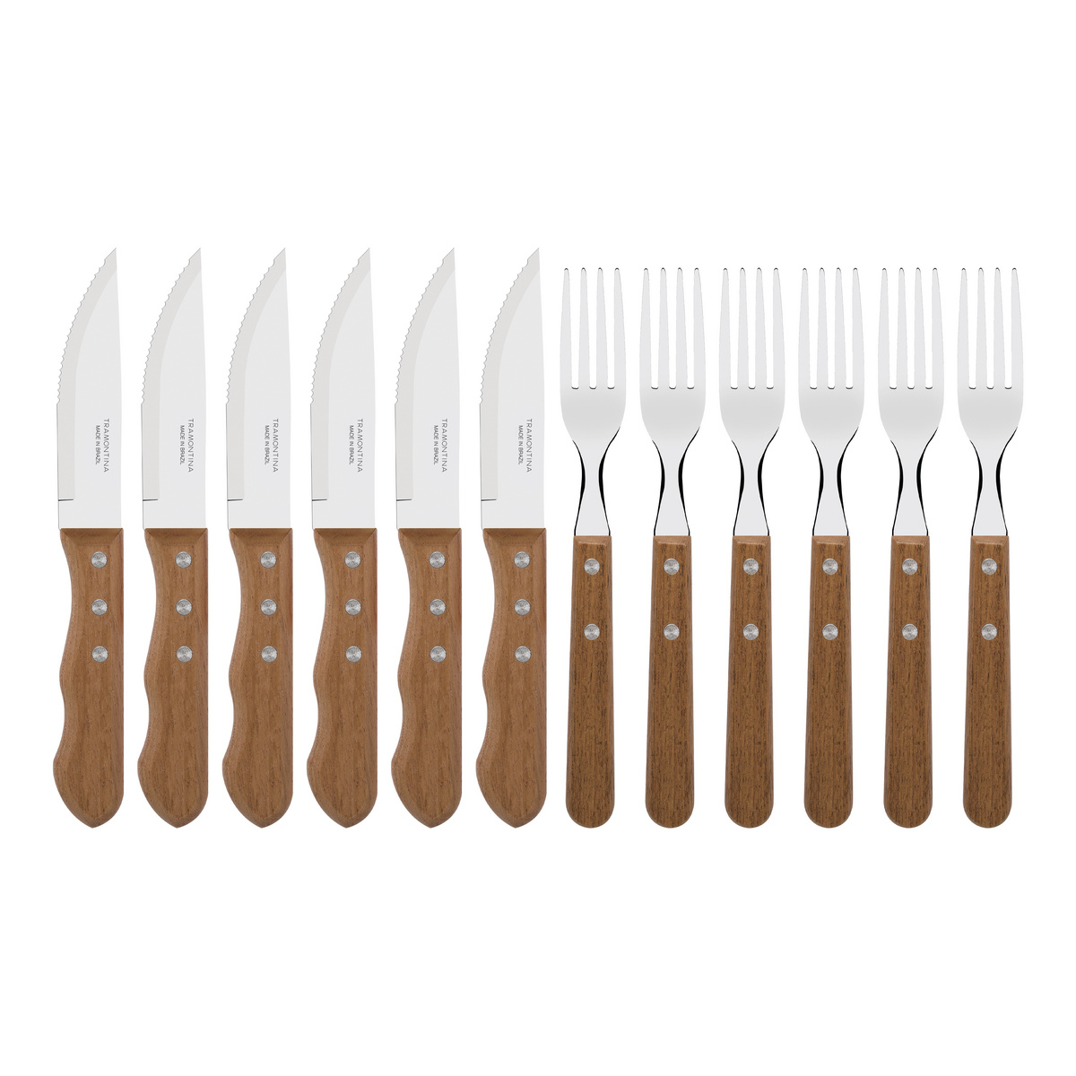 Juego para churrasco Tramontina Dynamic 12 piezas con mangos de madera - Imagen 2