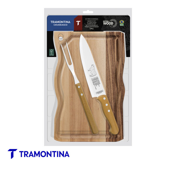 Kit para asado Tramontina Churrasco 3 piezas con tabla de madera - Imagen 2