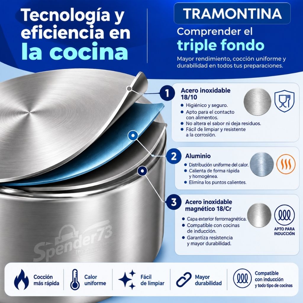 Batería de cocina Tramontina Allegra de 4 piezas en acero inoxidable - imagen 3