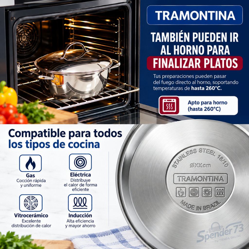 Batería de cocina Tramontina Allegra de 4 piezas en acero inoxidable - imagen 5