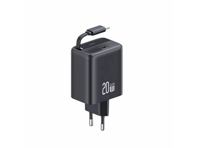 cargador GaN 20W USB-C retráctil