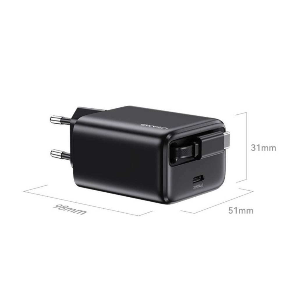 cargador GaN 20W USB-C retráctil