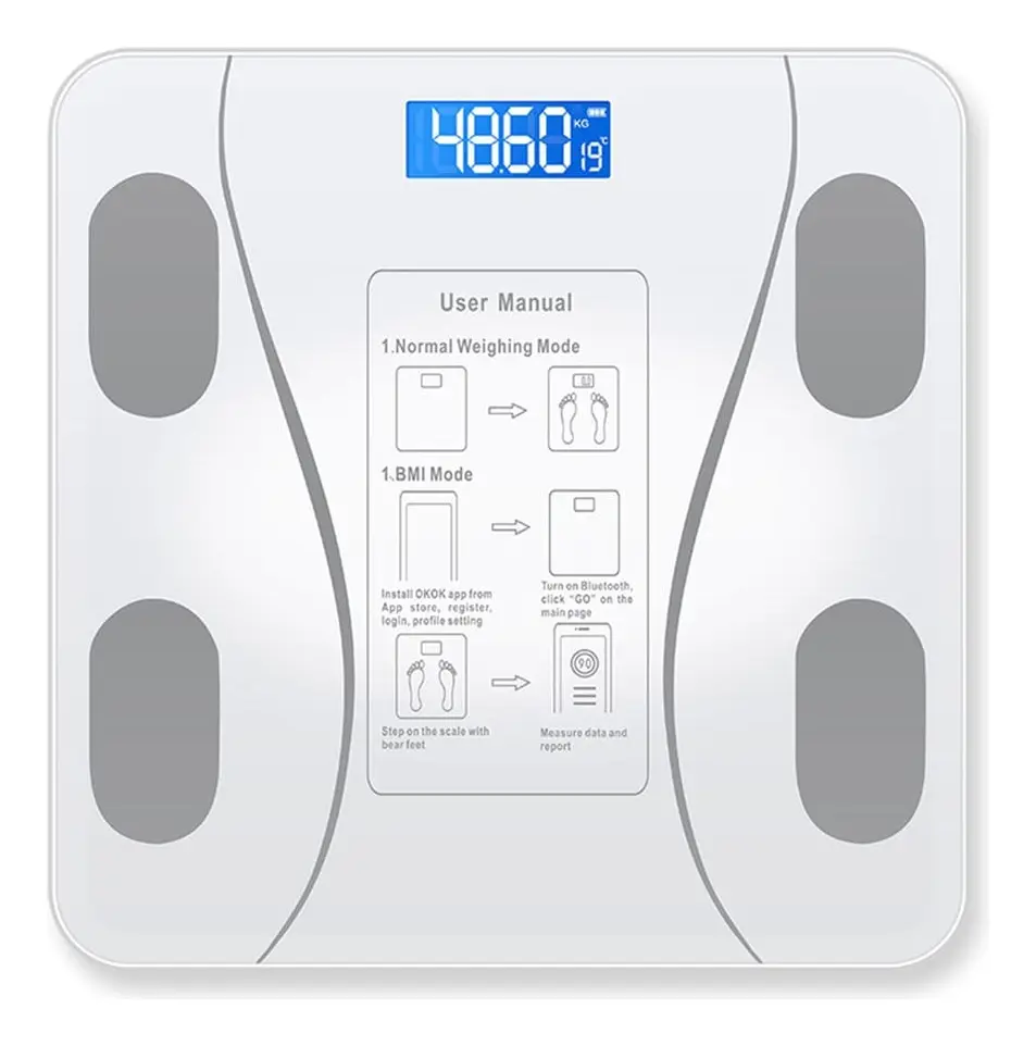 Balanza inteligente corporal Bluetooth con app hasta 180 kg detalle