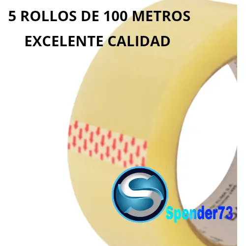 Cinta de empaque ancha transparente 100 m pack de 5 rollos detalle
