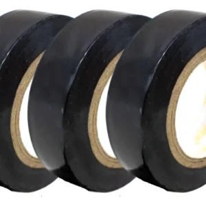 Cinta aisladora negra 19 mm x 15 m pack de 3 rollos