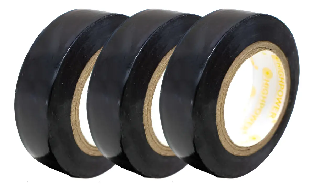 Cinta aisladora negra 19 mm x 15 m pack de 3 rollos