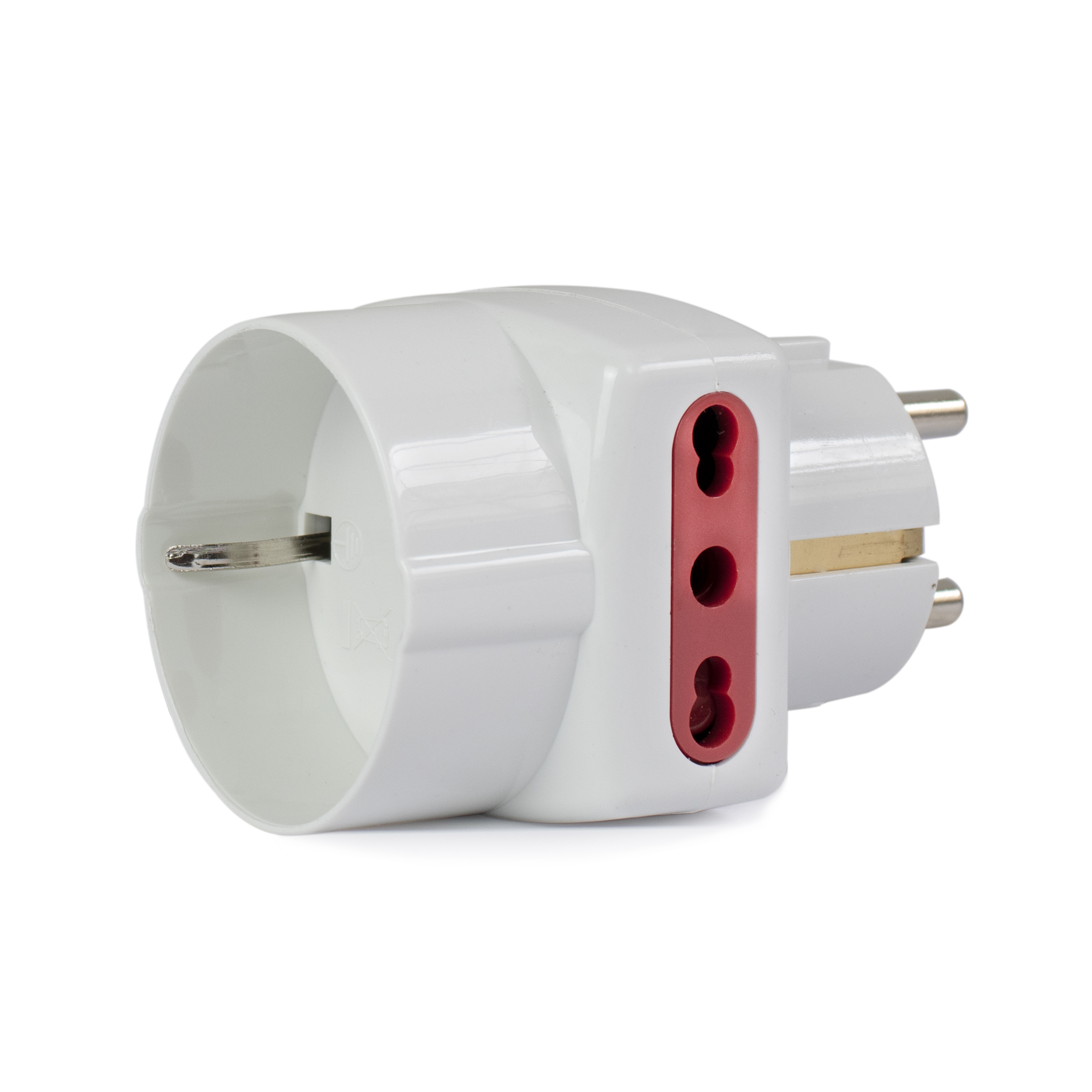 Adaptador Conatel Schuko con 2 tomas tres en línea