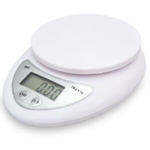 Balanza digital de cocina 1 g a 5 kg con bowl blanca