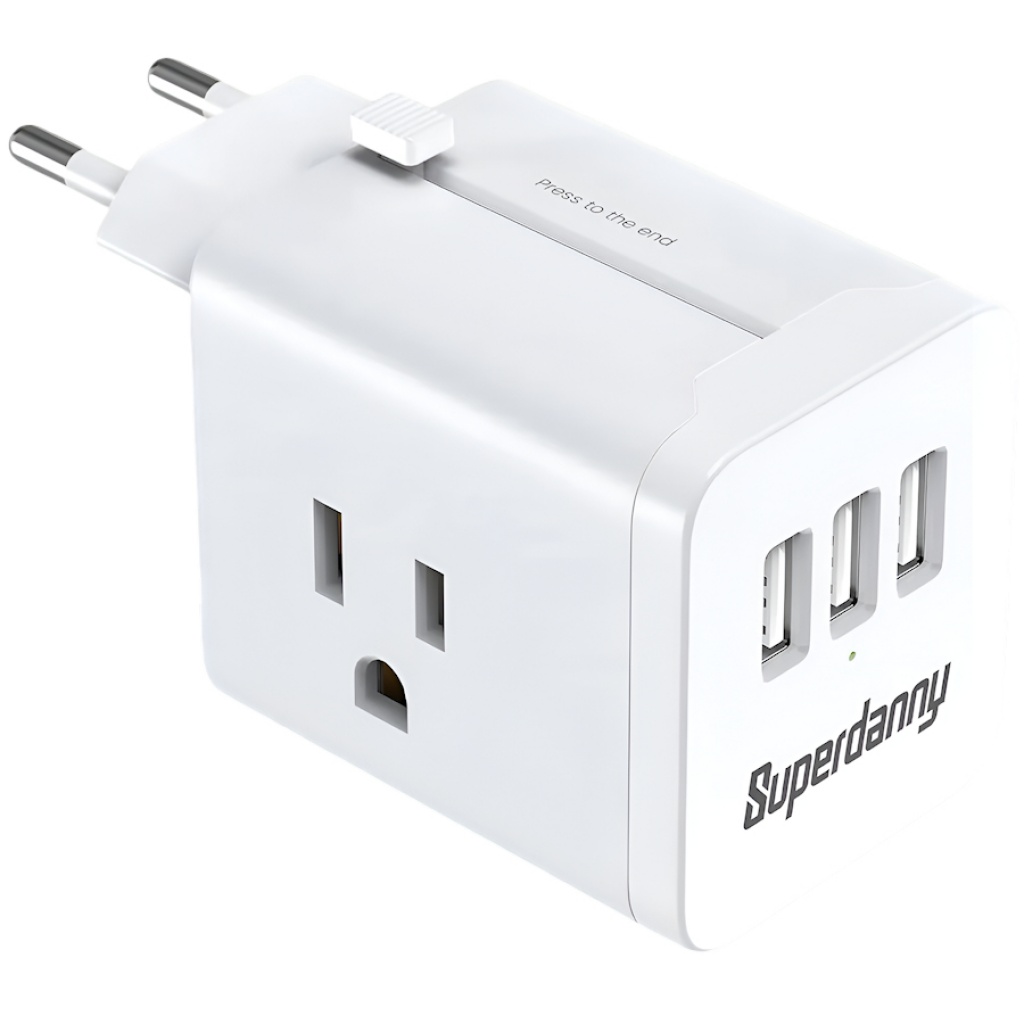 adaptador viaje 3 tomas 3 USB