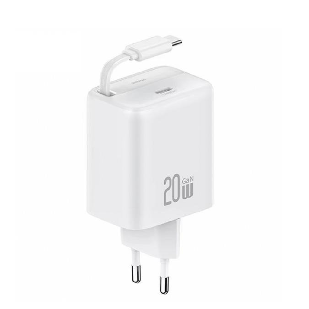Cargador USAMS 20W PD USB-C con cable retráctil 80 cm CC233